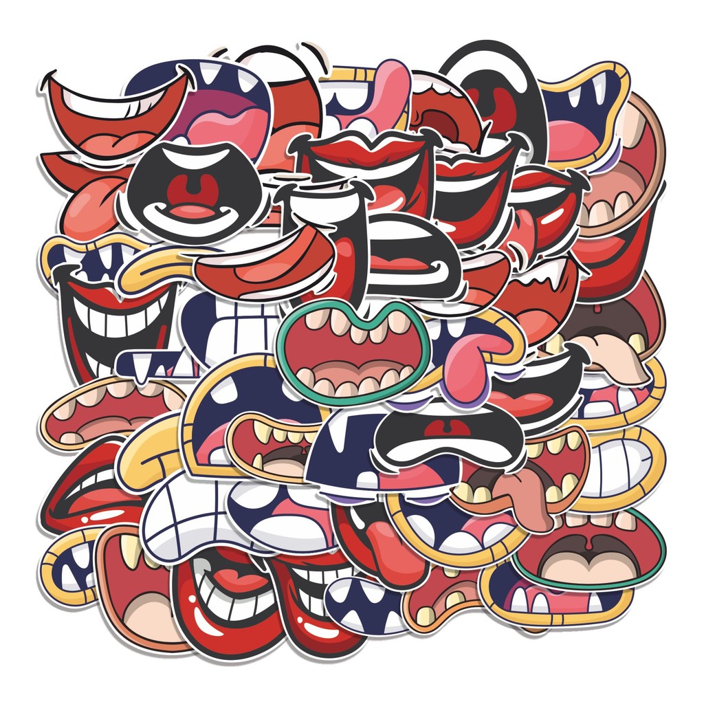 

COD 50 Pcs Stiker Mulut Lucu Anti Air Untuk Dekorasi Notebook Sepeda Skateboard Handphone
