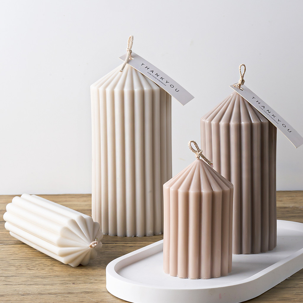

Striped Cylindrical Candle Silicone Mold DIY Handmade New 3D Pointed Aromath Candle Molds Church Ornaments Home Decor Supplies