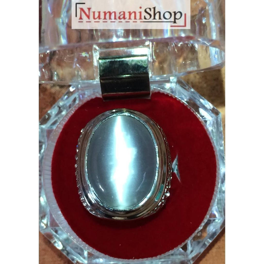 Cincin Titanium Tanam Batu  Akik Cat Eye Susu Atau Warna Putih HQ