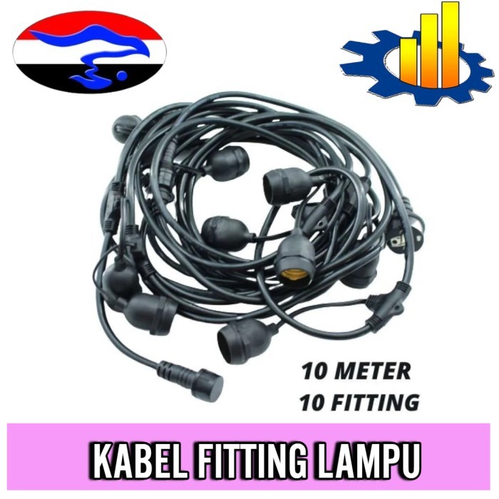 KABEL FITTING LAMPU GANTUNG 10 METER 10 FITTING RATA