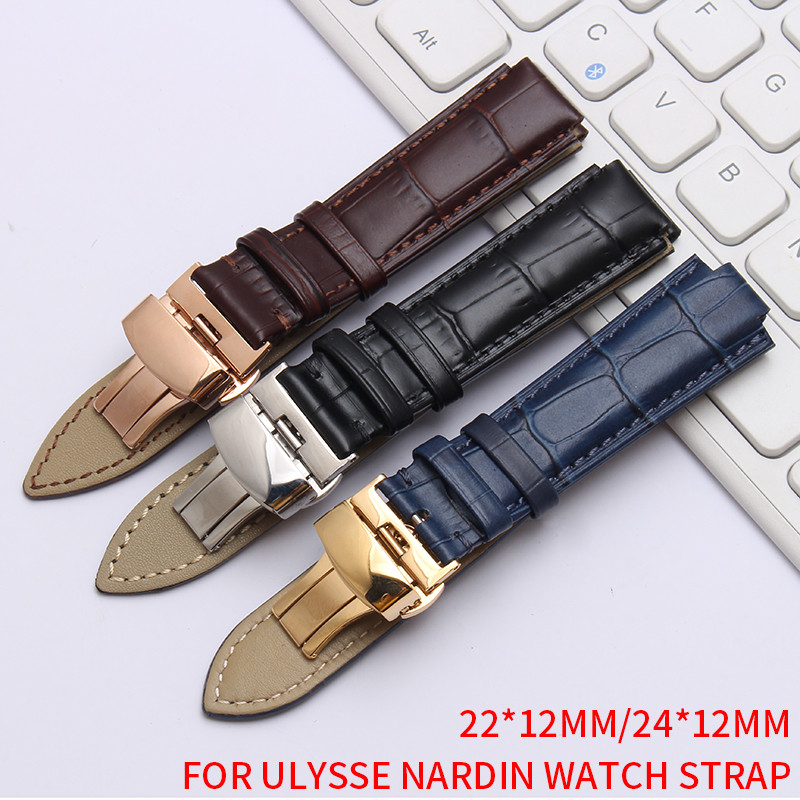 shengmeirui for Ulysse Nardin Strap Convex interface strap 25 * 12MM22 * 12MM black brown blue leath