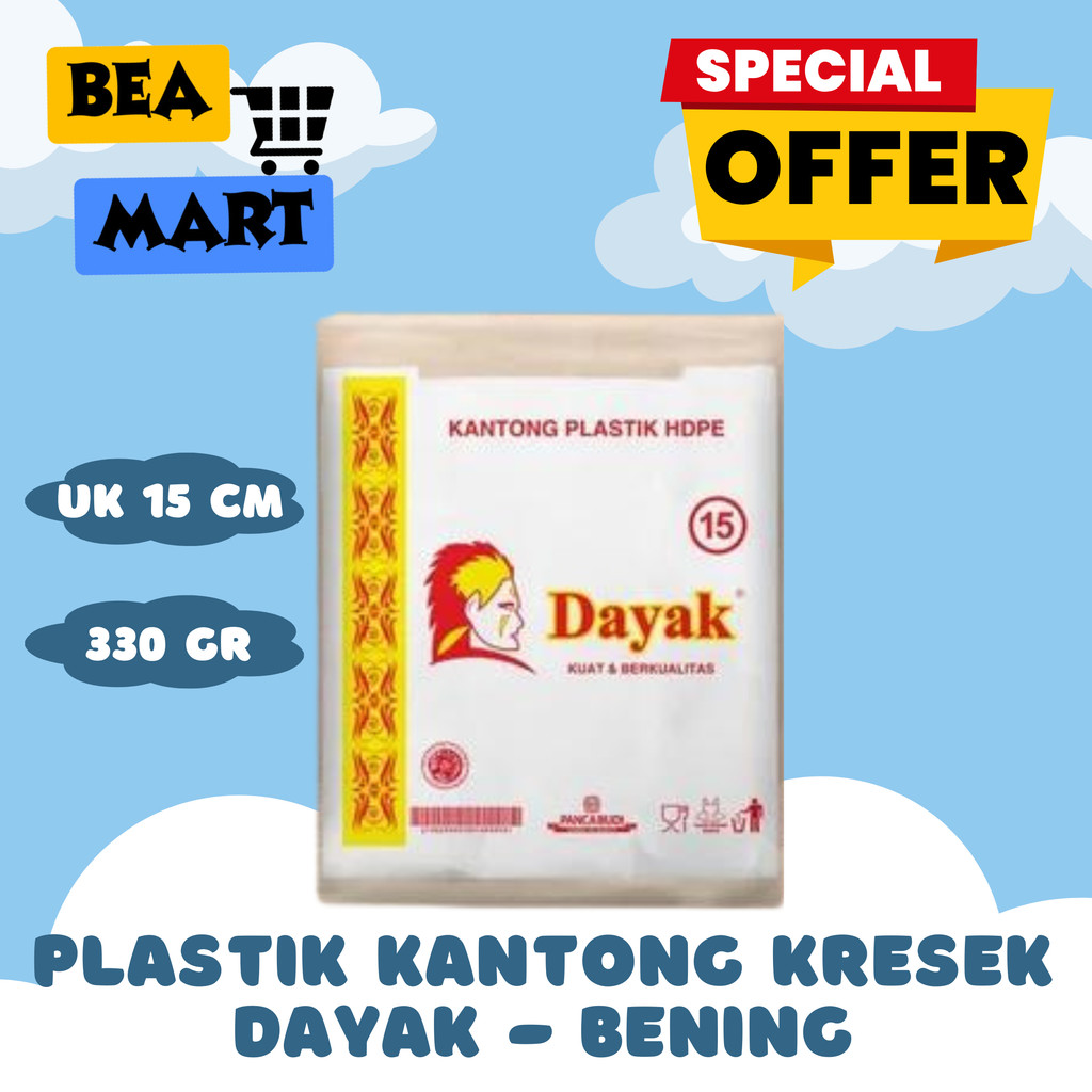 Kantong Plastik HDPE Bening Dayak 15 cm @330gr | Kresek 15cm Tebal