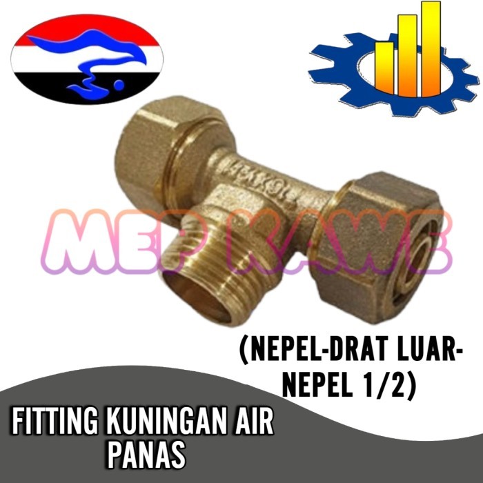 TEE KUNINGAN AIR PANAS (NEPEL-DRAT LUAR-NEPEL 1/2)