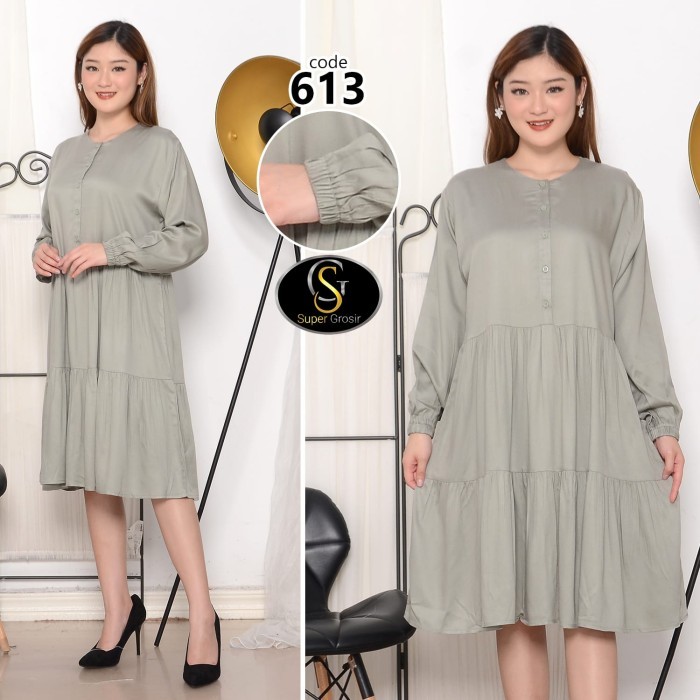 NEW -tunik wanita terbaru / tunik wanita rempel polos katun twill - 613 - Hitam