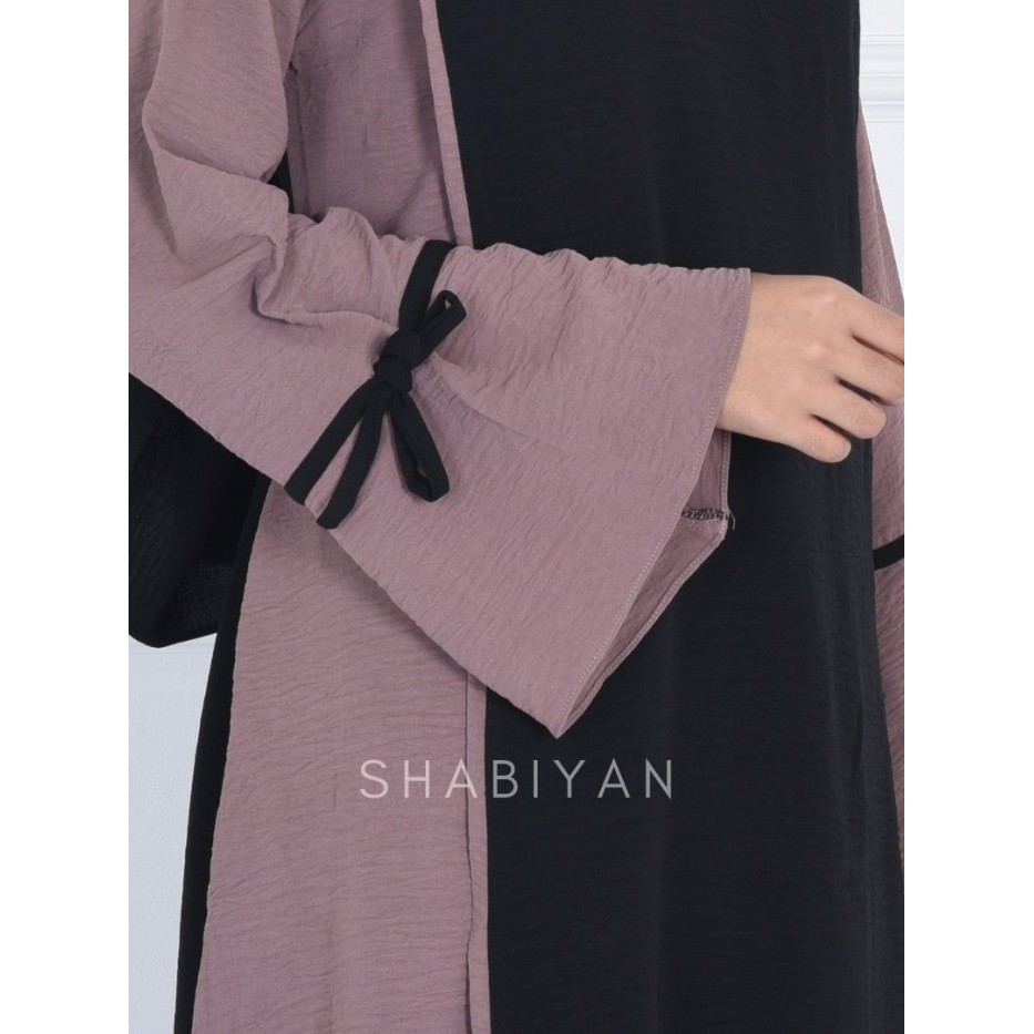 NEW -Shabiyan Gamis Perempuan Polos Kombinasi Crinkle Air Flow | Alfina 525 - Ocean Blue, M