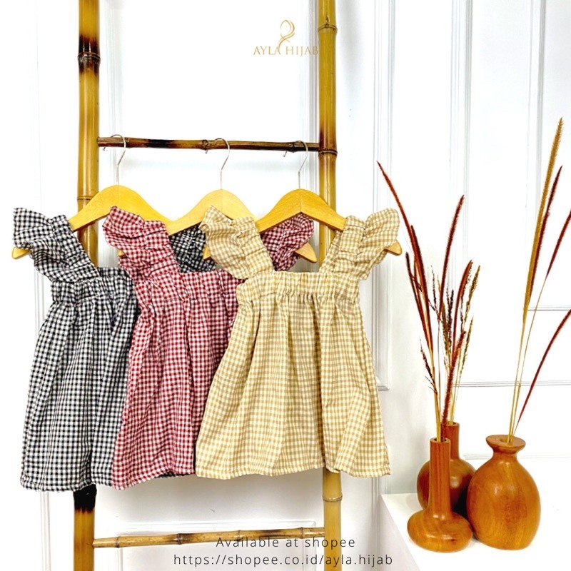 baju anak perempuan / atasan anak perempuan motif kotak kotak / baju anak korean style [ pinka ]