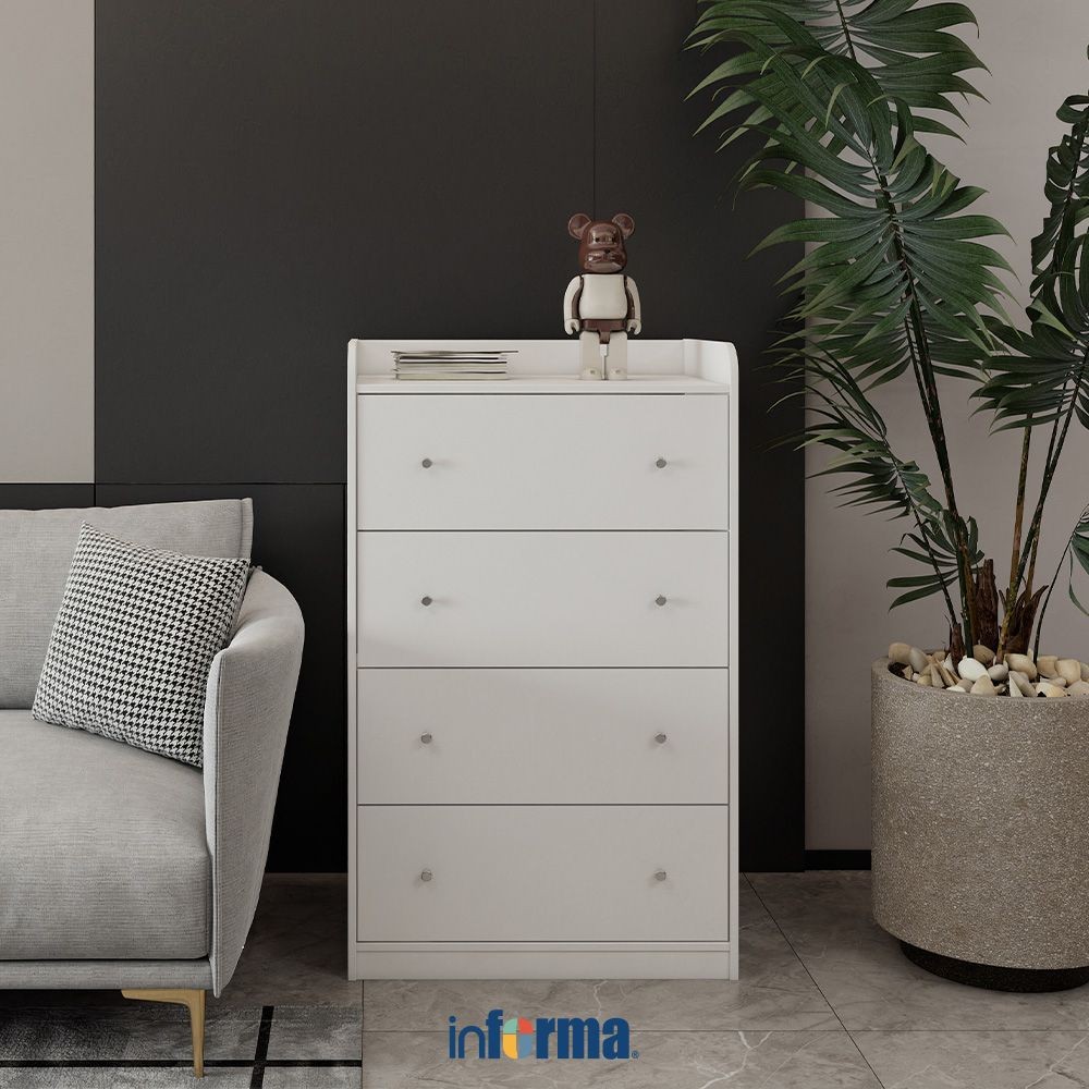 Informa Darlyn Laci Penyimpanan 4 Tingkat - Putih Laci Kabinet Serbaguna Cabinet Penyimpanan Indoor 