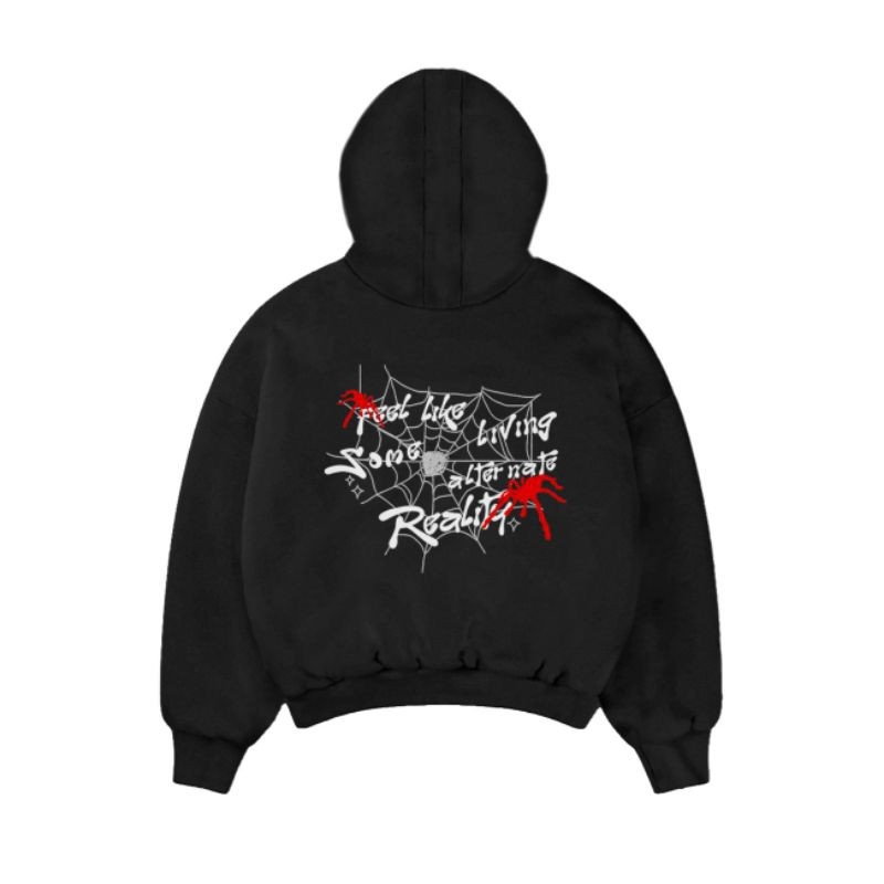 [ FREE GIFT ] Hoodie  Black Some Reality 300 Gsm / 280 Gsm  Unisex Oversize Cotton Fleece Cotton Fle