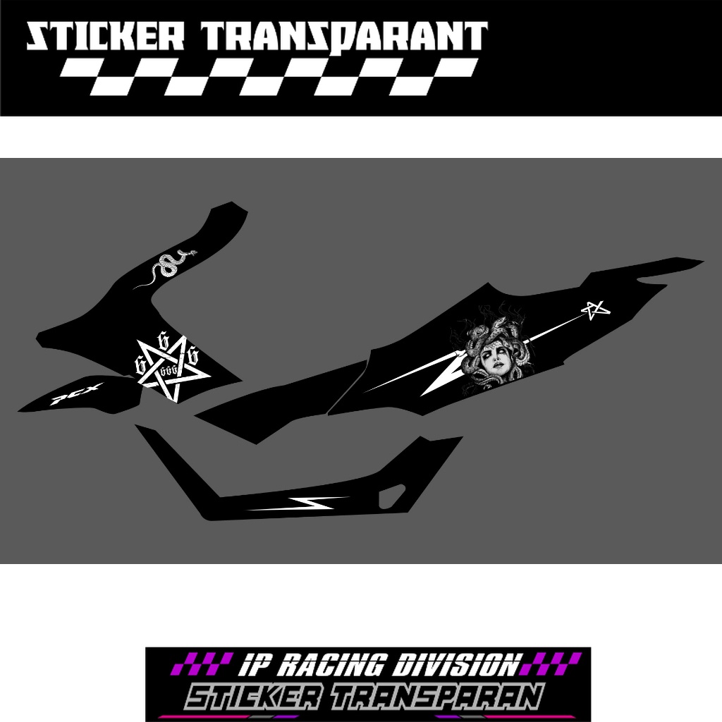 STRIPING STICKER MEDUSA SATANIC 666 PCX 160 TRANSPARAN