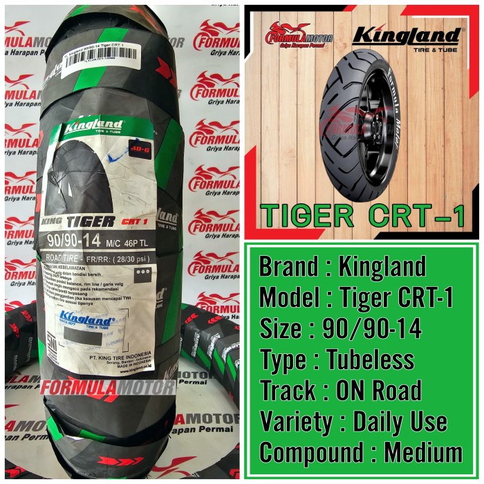 Ban Tubeless Kingland 90/90-14 - Ban Belakang Motor Beat Vario Ring 14 - Tiger CRT-1