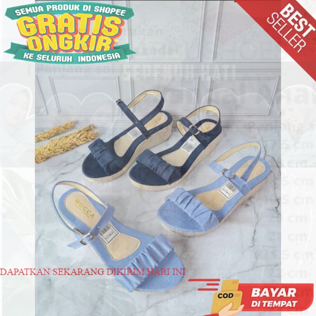 Sepatu Import Sendal  Casual AF 22 wedges tali levis   Wanita   Korea Kondangan