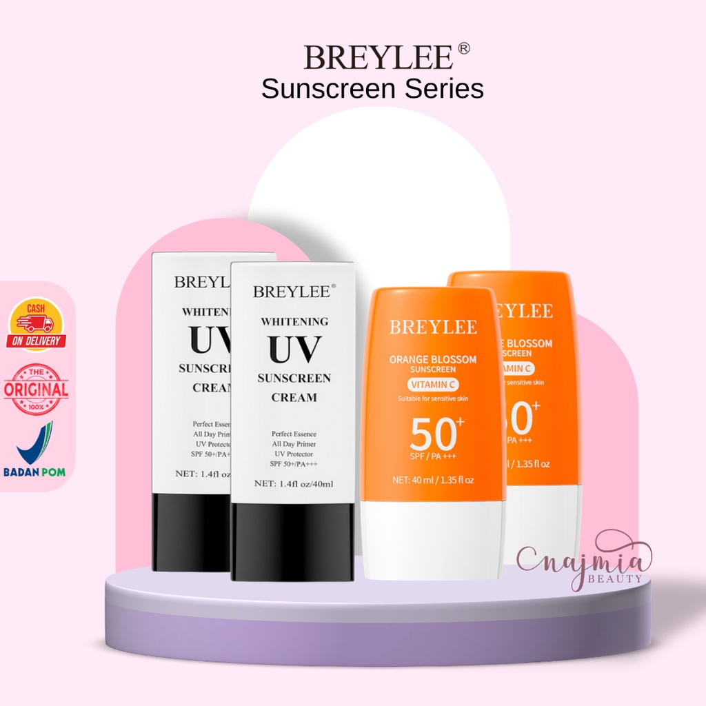 Najmia BREYLEE Sunscreen UV Cream Whitening Orange Blossom Krim Tabir Surya SPF 50++ Sunblock Badan wajah 1.4floz/40ml