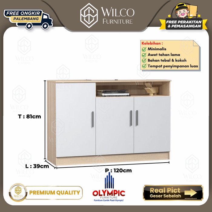 Bufet TV Olympic / Bufet Minimalis 120 Cm / Lemari Tv CSD Kanto Pine - Dus