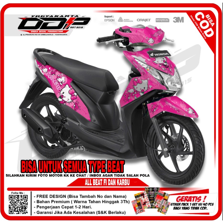 ⭐⭐⭐⭐⭐ decal beat fi full body dekal stiker striping honda BIT street 2021 ESP DELUX TERBARU KARB OMAH DECAL stiker motor motif HELLOKITTY LOGO HELLO KITY KEREN MURAH WARNA MERAH PINK PUTIH CEWEK UNYU BISA COD BAHAN PREMIUM BAHAN ORAJET MAX DECAL