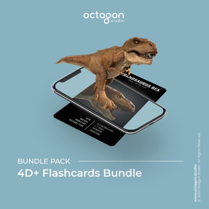 Bundle Kartu 4D+ Dinosaurus Animal Octaland Space card Octagon