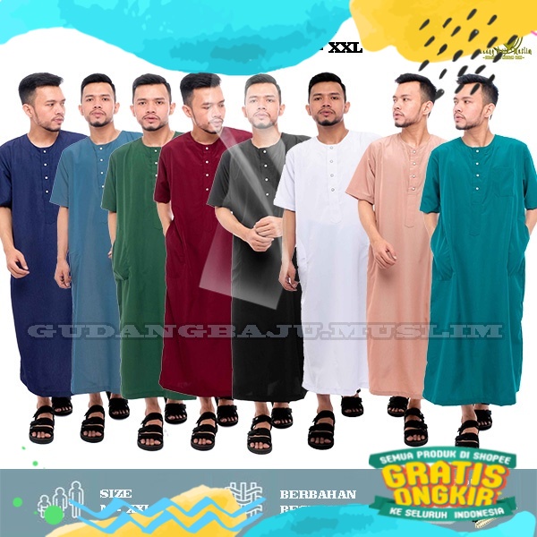 Jubah Pria Putih / Gamis pria lengan pendek / jubah lengan pendek / jubah pria lengan pendek / jubah