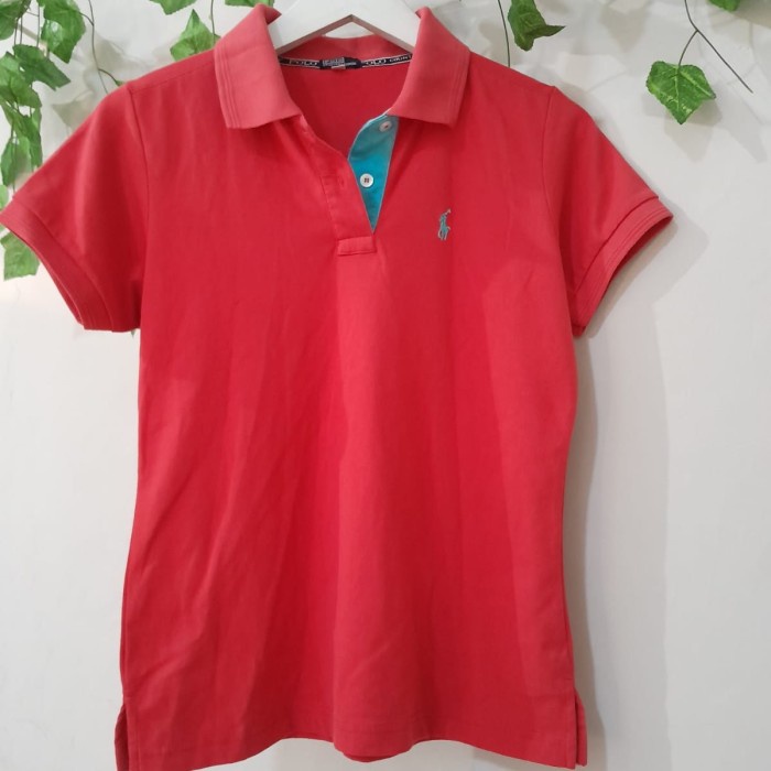 kaos polo original merah wanita seragam matahari