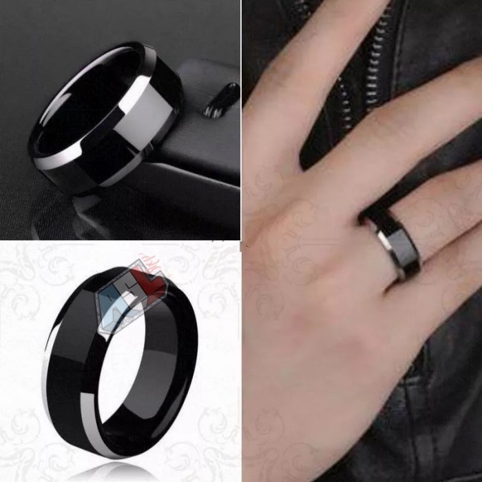 Cincin TITANIUM hitam grade A/cincin wanita-pria/cincin - Hitam,