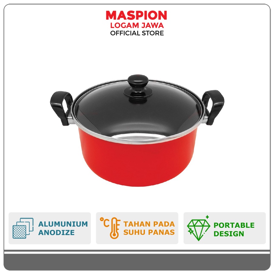 Maspion Maslon Dutch Oven Ebonit Handle Tutup Kaca