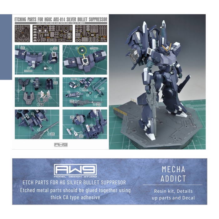 HG SILVER BULLET SUPPRESSOR Photo Etch MADWORKS AW9 Detail Up S10