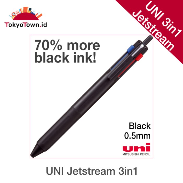 

Best Seller- Uni Ball Jetstream Multi Color Ballpoint Tri-Color - Black