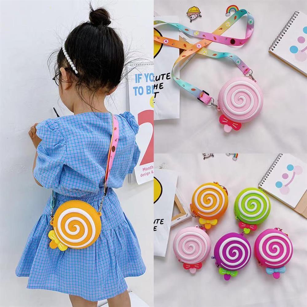 Kantong Silikon Lollipop Anak-anak/Tas Selempang Kartun Modis/Tas Kecil Lucu Anak-anak/Dompet Koin P