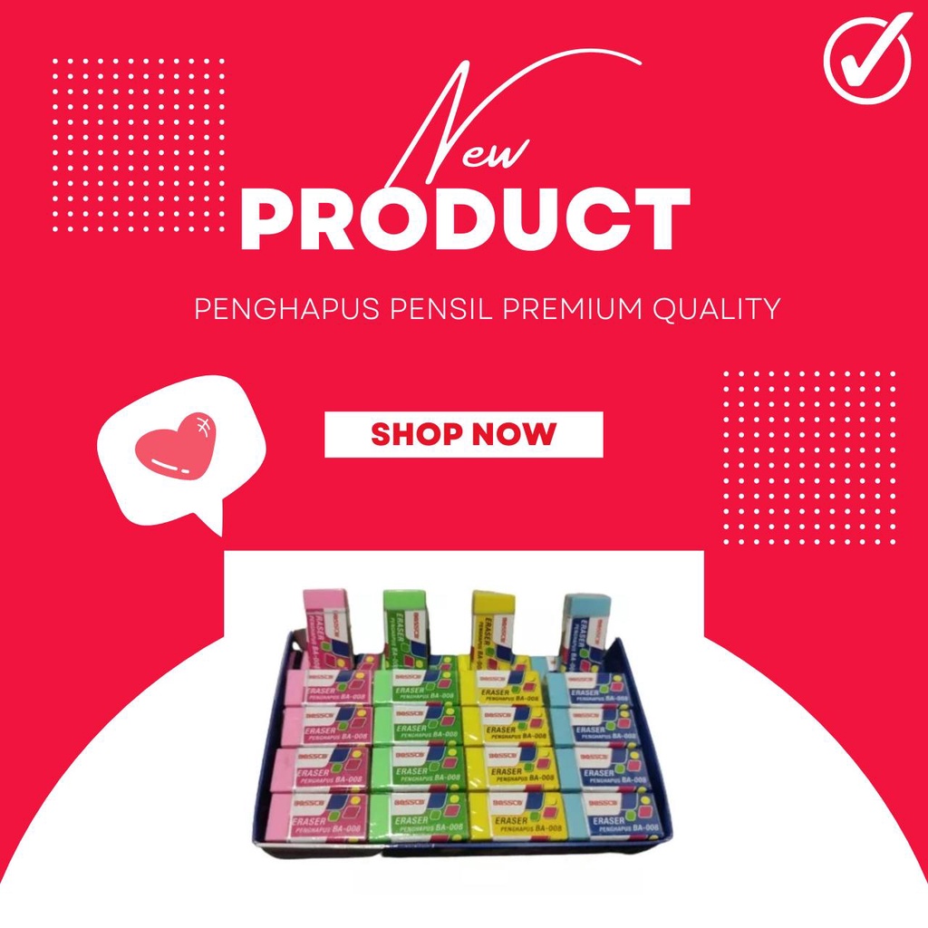 

1 BOX 40 PCS PENGHAPUS PENSIL PREMIUM QUALITY / Penghapus Pensil Kecil Putih / Hitam / Warna Grosir 40 Pcs / ERASER STIP WARNA WARNI / Penghapus Pensil / Hapusan Kecil PUTIH / Stip Karet