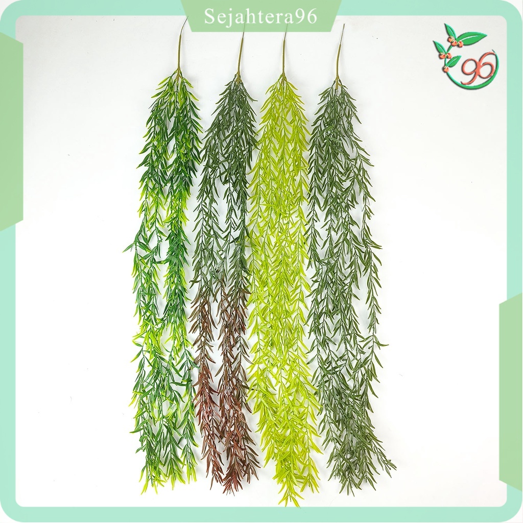 DAUN RAMBAT JUNTAI BAMBU ARTIFICIAL DAUN BAMBOO WILLOW GANTUNG BERCABANG PALSU SINTETIS TANAMAN BUAT