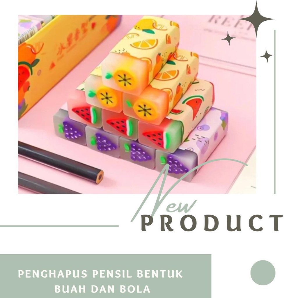 

Penghapus Pensil Panjang Lucu 5 Pcs Bentuk Buah dan Bola Anak Anak