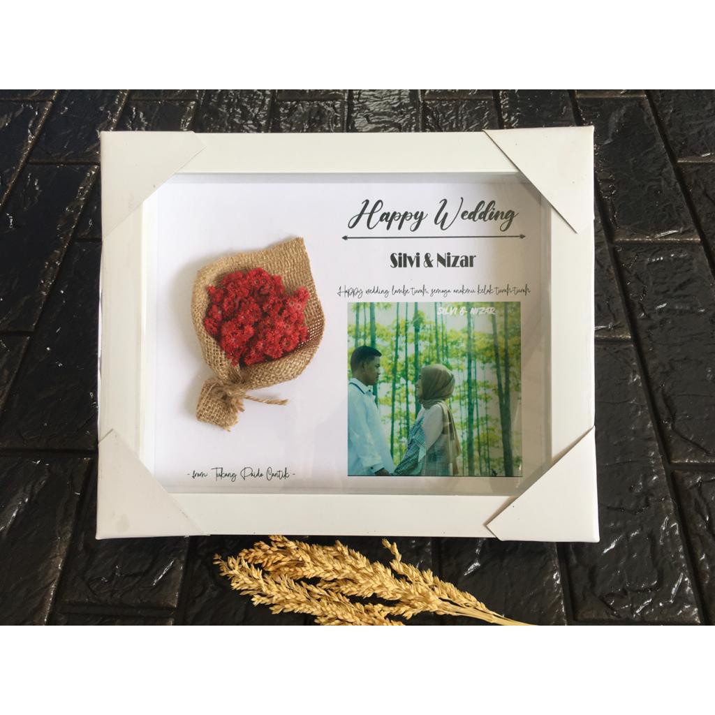 POP UP FRAME BUKET EDELWEIS MERAH IN FRAME Best Seller Kado Hadiah pernikahan wedding nikah ultah ul