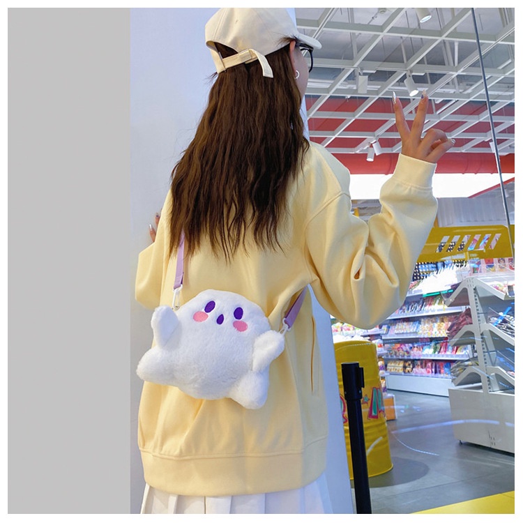 TAS HALLOWEEN SELEMPANG ANAK BONEKA BULU BENTUK GHOST BAG KARAKTER HANTU Tas Kartun Jepang Sling Bag