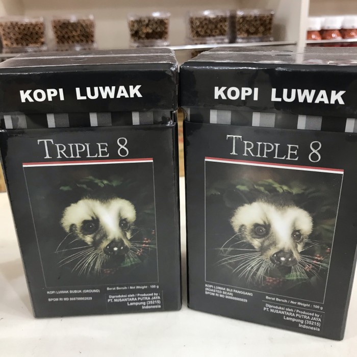 

Kopi Luwak asli khas Lampung merk Triple 8 Robusta 100gr.