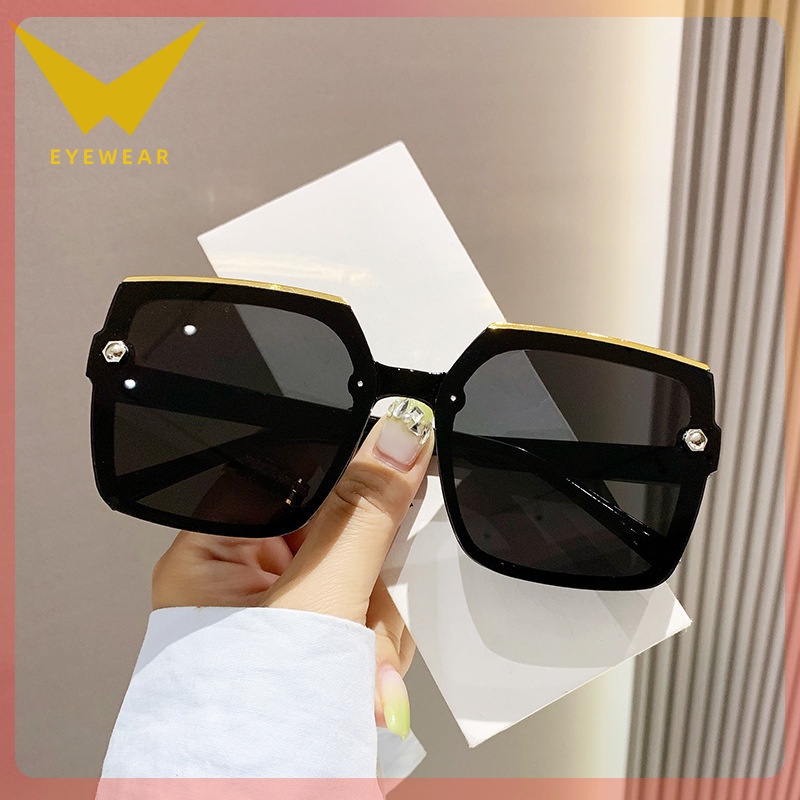 Kacamata Bingkai Besar Hitam Terbaru Wanita Kotak Kacamata Sunglasses Import Wanita Kacamata Fashion