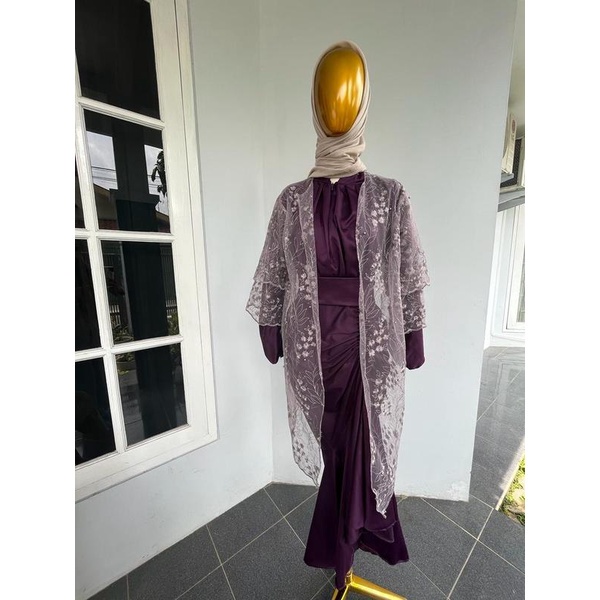 VANNYA SET OUTER BRUKAT JUMBO, DRESS LEBARAN, DRESS KONDANGAN, DRESS SATIN, GAMIS JUMBO
