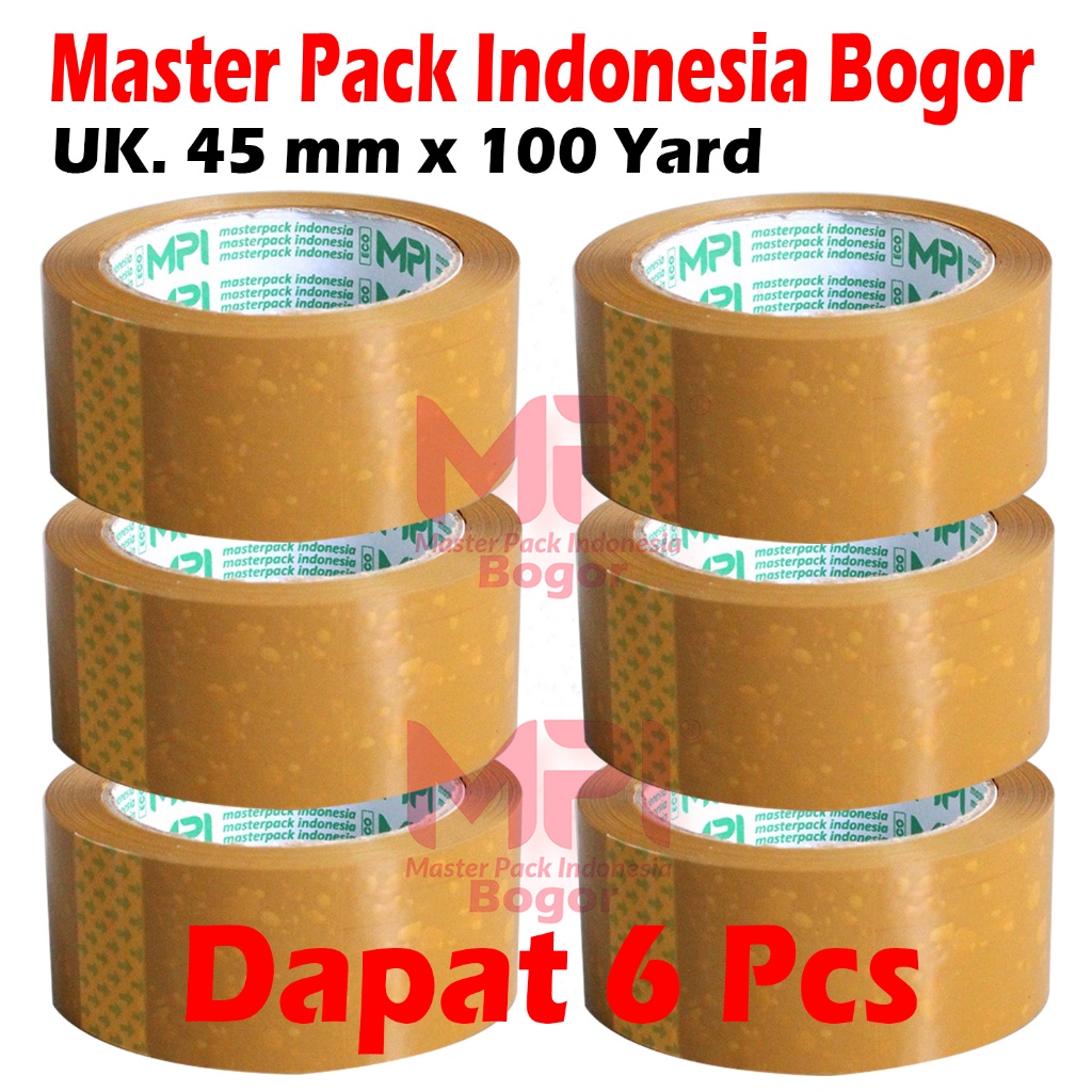 

6 PCS - Lakban Coklat Ekonomis 45 mm x 100 yard / Lakban Packing - Master Pack Indonesia