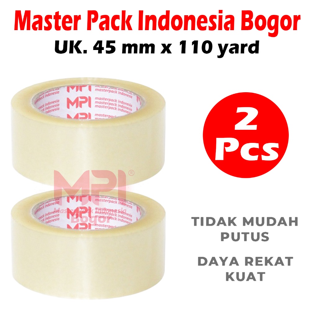 

PROMO 2 PCS - Lakban Bening 45 mm x 110 yard / Lakban Untuk Packing - Master Pack Indonesia