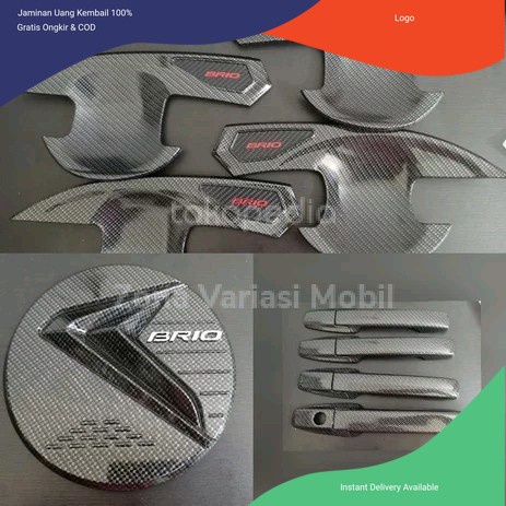 Paket Cover Handle + Outer + Tank Cover Honda Brio Lama baru Carbon Aksesoris mobil