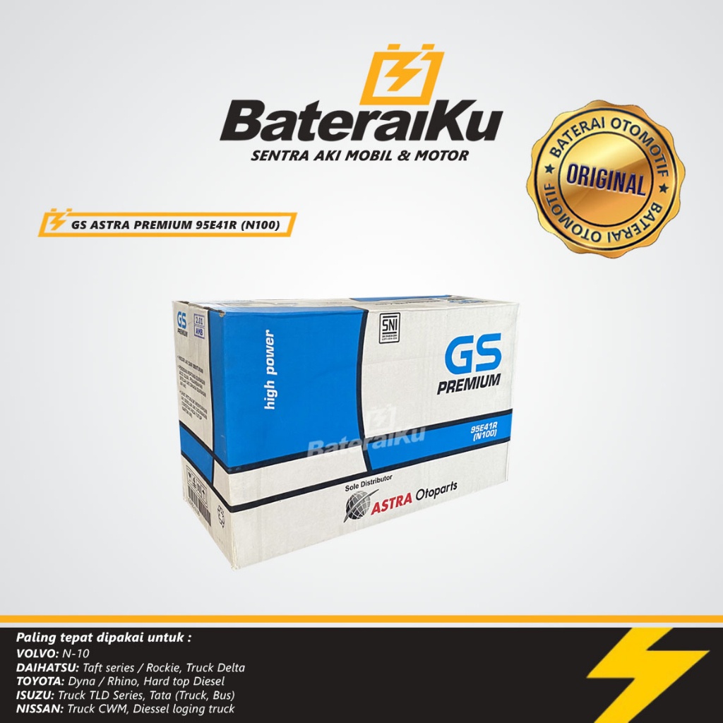 Aki Mobil GS Astra N100 Aki Basah Untuk Taft Series, Hardtop, Rhino, Dyna, Genset