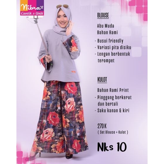 NIBRAS KULOT SETELAN NKS 010  BAJU SETELAN DEWASA PEREMPUAN KULOT DEWASA PEREMPUAN