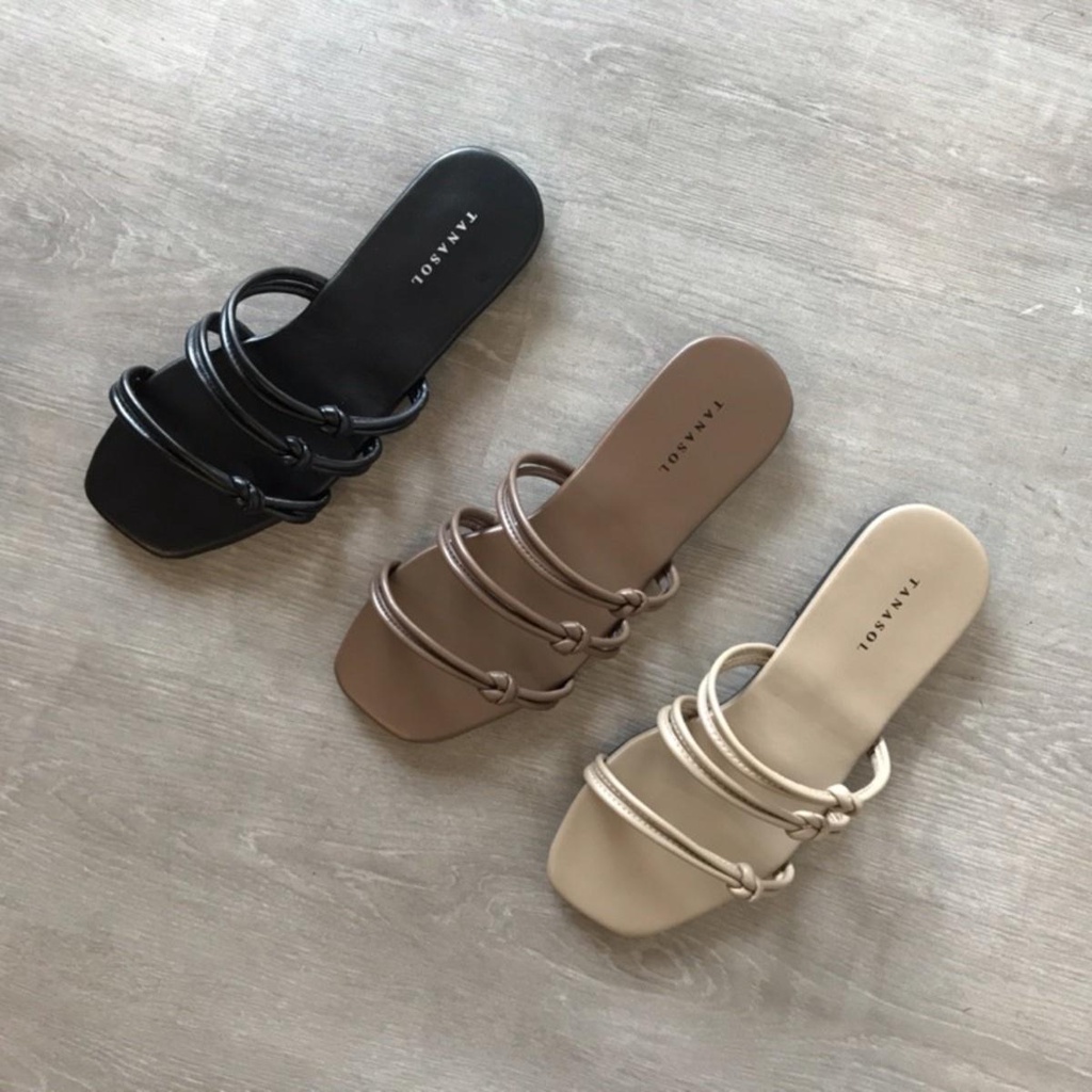 Sandal Wanita Selop Tali Straps Terbaru 2023 Sendal Flat Teplek Kekinian Viral Luar Ruang