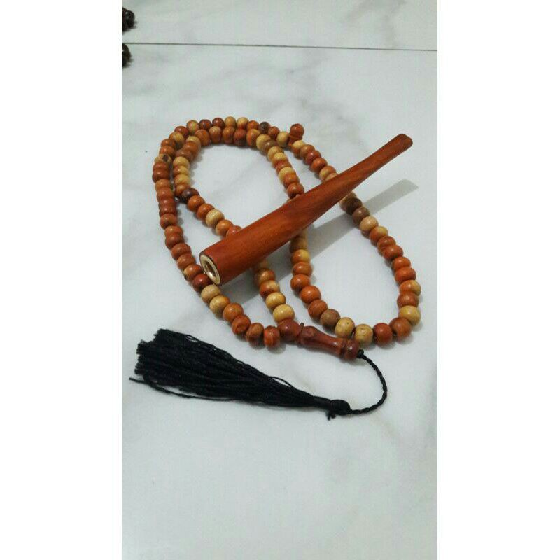 Paket tasbih kayu galih secang 7mm & pipa kayu galih secang asli tasbih 99