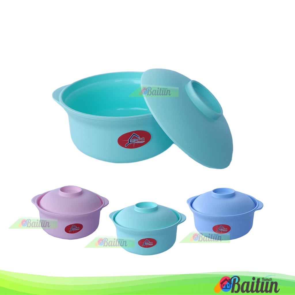 Baitun Mangkuk Tutup Bulat Warna Iramen Alexish | Tempat Wadah Mangkok Plastik Kuah Sop Sup Sayur Mi
