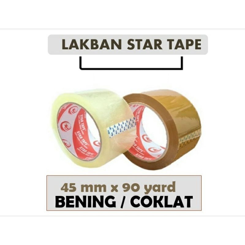 

LAKBAN ( 1 PCS ) 90 YARD X 45MM (2INCH) BENING & COKLAT - CLEAR PUTIH Original Star Tape