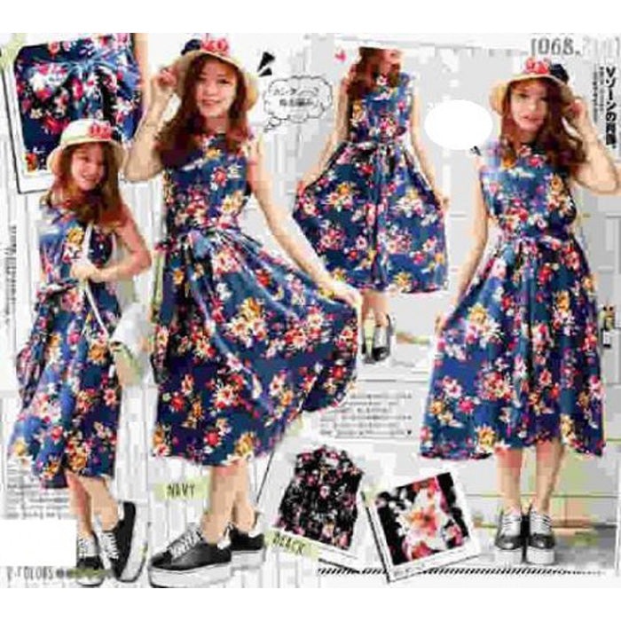 Gaun Wanita Bunga Kutungan You Can See Dress Flower Sleeveless LCK21868