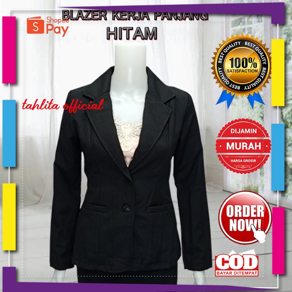 PREMIUM KOREAN STYLE / Blazer Formal Wanita HITAM PUTIH DONGKER ABU Ukuran S - 5L Jas Blezer Kancing