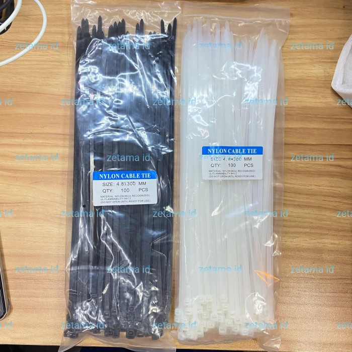 Kabel Ties 30cm (300x4,8) Hitam/Putih Nylon66
