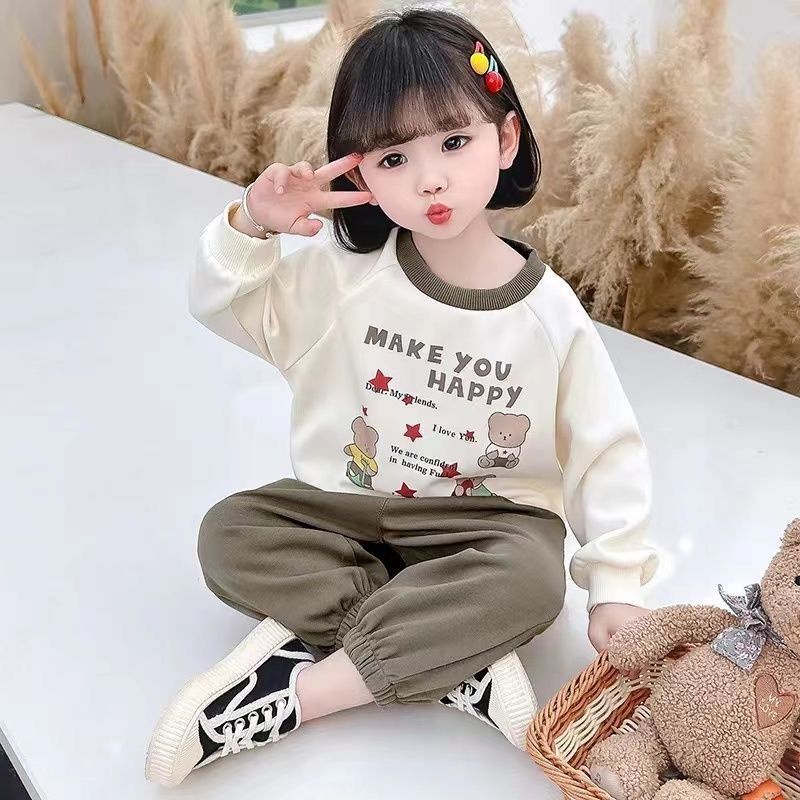 Girl's stylish set, children's Korean version hoodie two-piece set, baby girl