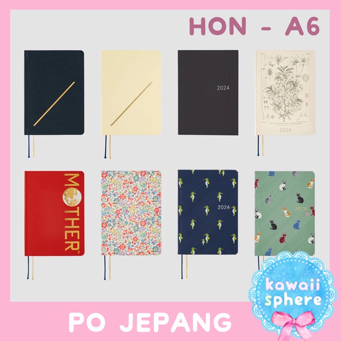 

MURAH- Hobohi Techo 2024 HON A6 Daily / Jan start / Mon start - Slash (Navy), Japanese- 1.2.23