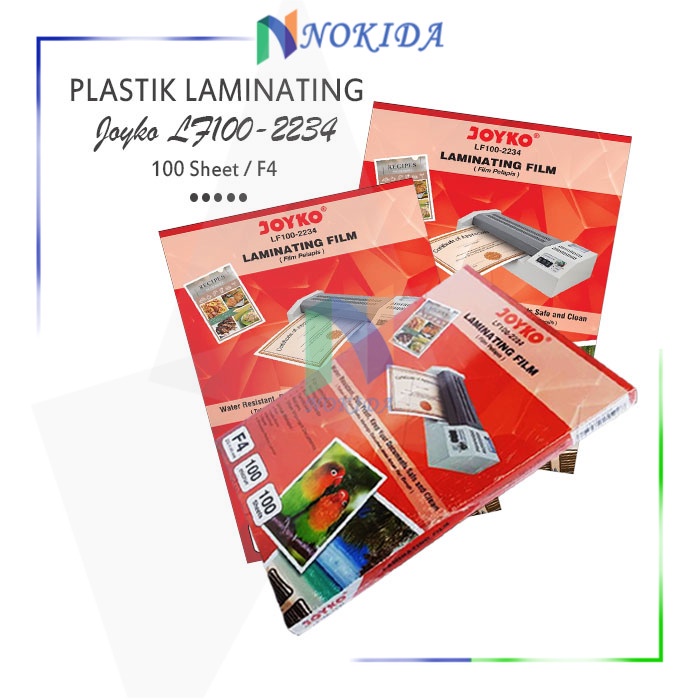 

Nokida Plastik Laminating Joyko LF100-2234 / Laminating Film Ukuran F4 / Pelapis Foto Laminating