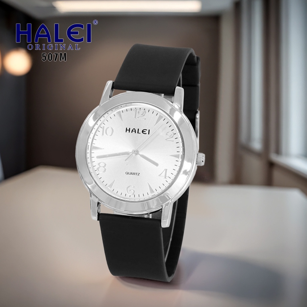 Halei Watch 507 M - Jam Tangan Halei Pria Karet Analog Kekinian – Tahan Air dan Garansi 1 Tahun. Fre